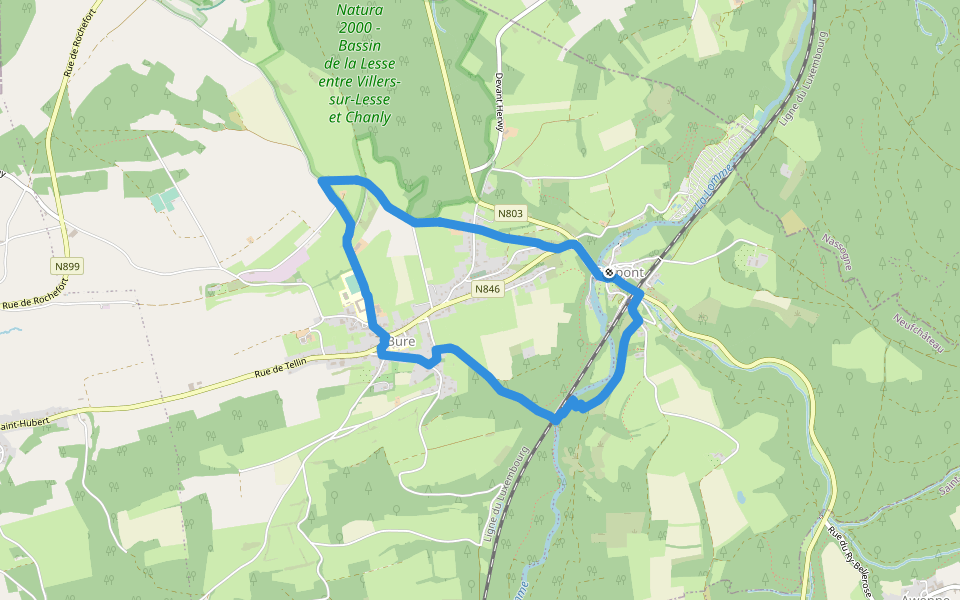 TL05 Promenade entre Ardenne et Famenne walking route map in Tellin