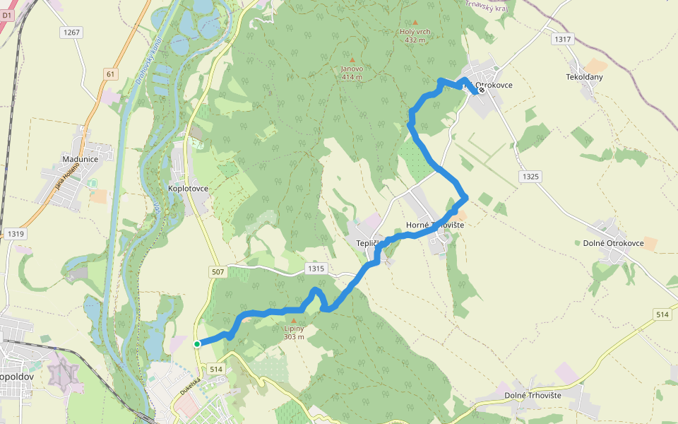Náučný chodník Poniklec walking route map in Hlohovec