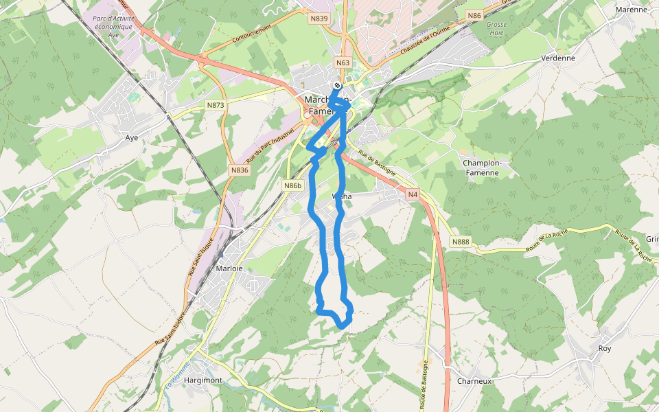 3. Promenade Capucine walking route map in Marche-en-Famenne