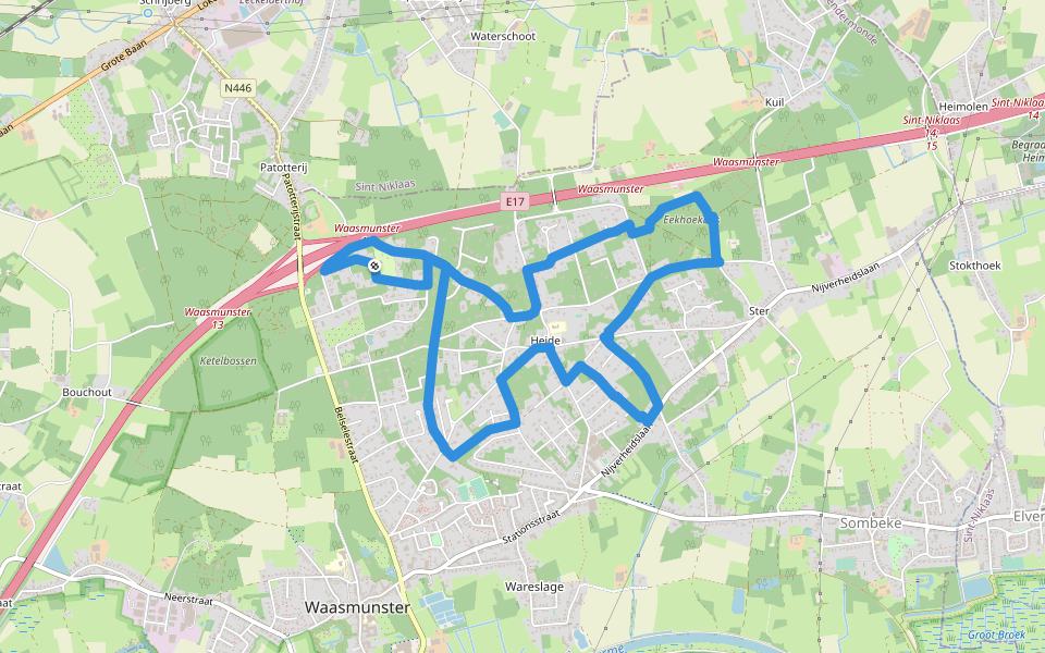 Gerstekotpad walking route map in Waasmunster