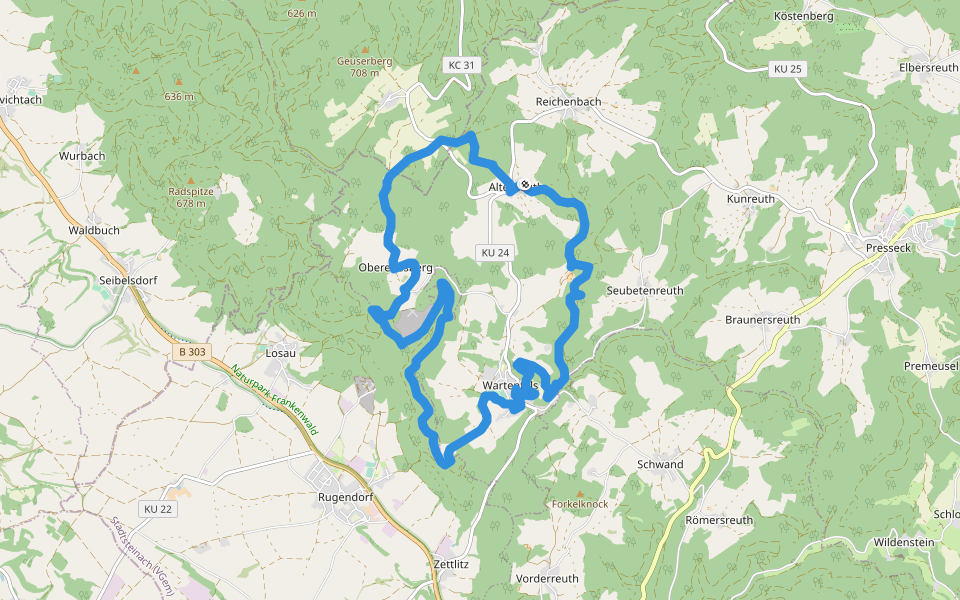 FrankenwaldSteigla Rund um die Gaaßleitn walking route map in Presseck