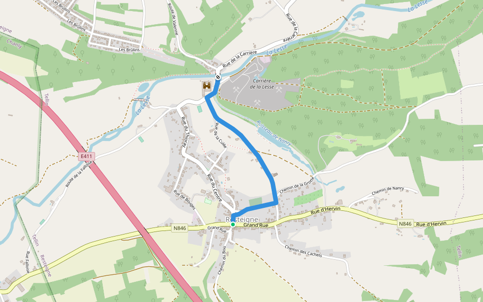 Promenade du presbytère au château walking route map in Tellin