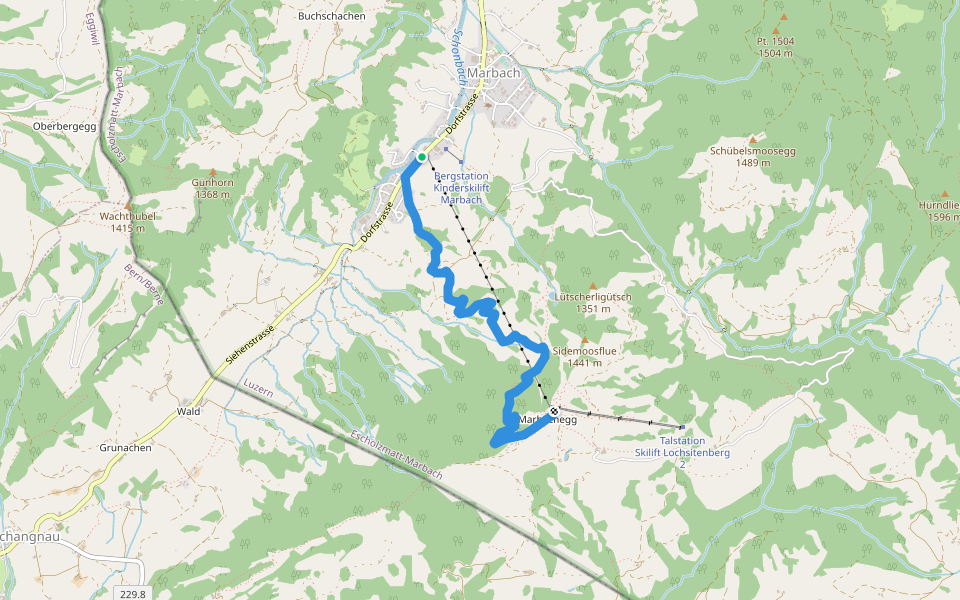 Marbach Talstaion - Marbachegg walking route map in Escholzmatt-Marbach