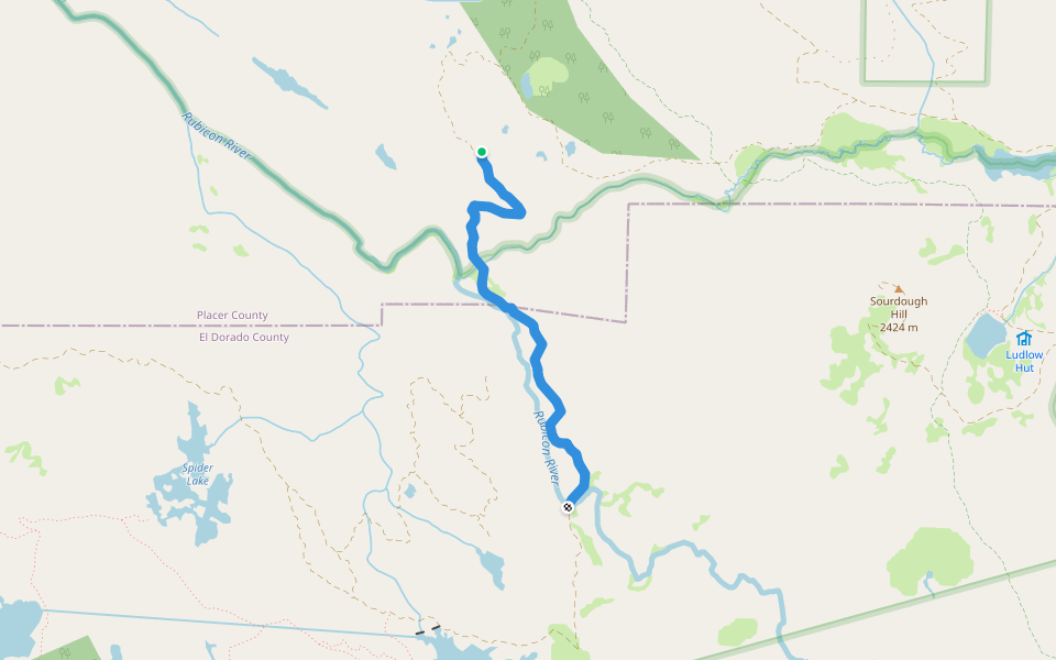 Rubicon Trail (16E30.2) walking route map in Tahoma