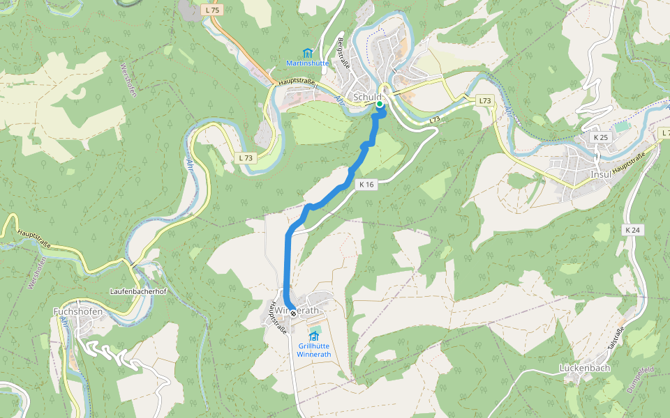Karl-Kaufmann-Weg Alternativroute walking route map in Schuld