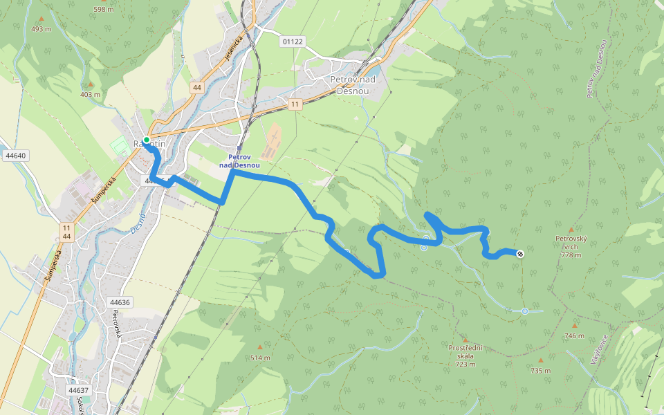 [M] Rapotín (BUS) - Anenský pramen walking route map in Rapotín