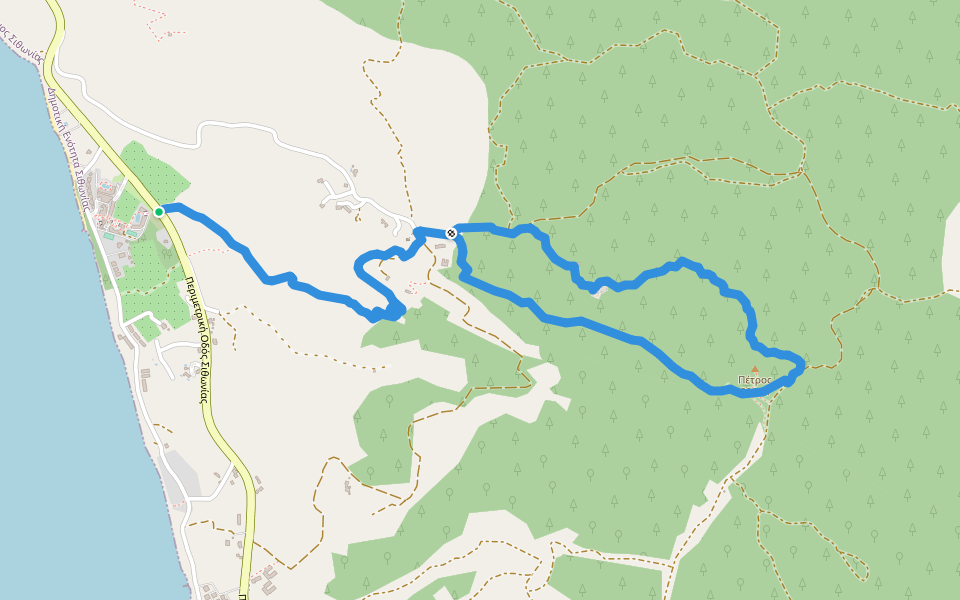 Elia - Agios Pavlos - Petros hill - Elia walking route map in Nikiti