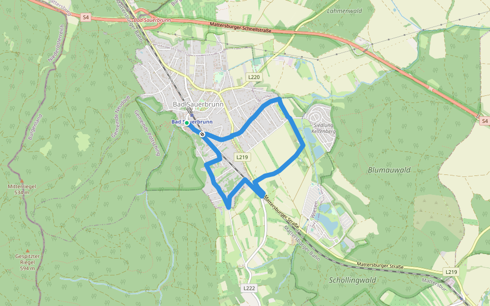 NW Keltenhofstrecke (Bad Sauerbrunn) walking route map in Bad Sauerbrunn