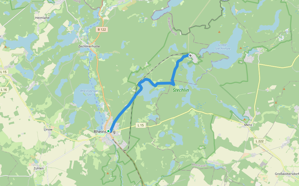 Klarwasserse(h)en walking route map in Rheinsberg