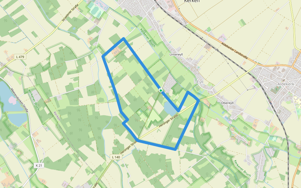 Eyller See Rundweg A2 walking route map in Kerken