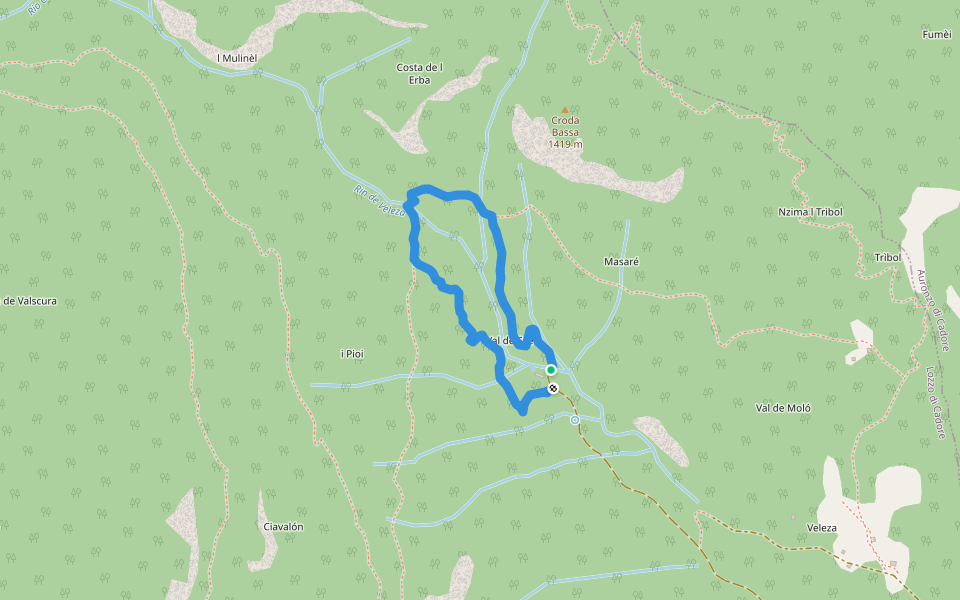 Anello delle Sorgenti walking route map in Cima Gogna
