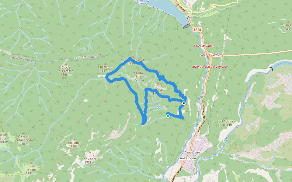 Anello di Ciampeviei walking route map in Cima Gogna