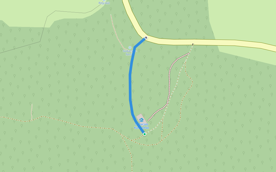 K● (Gubacsos-forrás) walking route map in Orfű