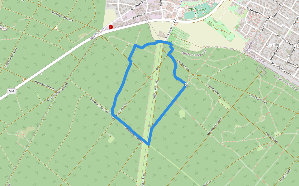 Trimm-dich-Pfad walking route map in Forstenrieder Park