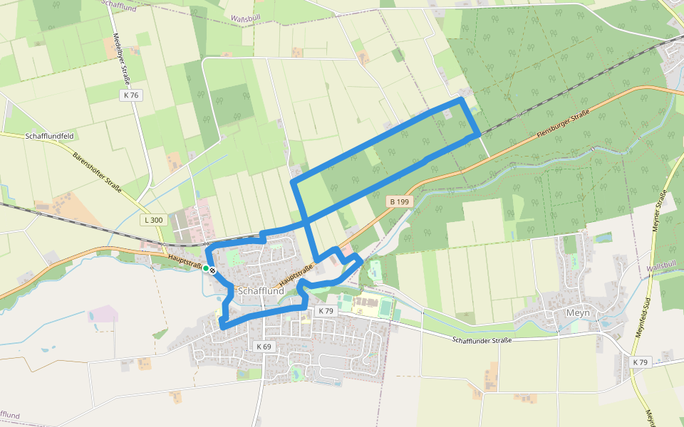 Durch das Urstromtal der Wallsbek walking route map in Schafflund