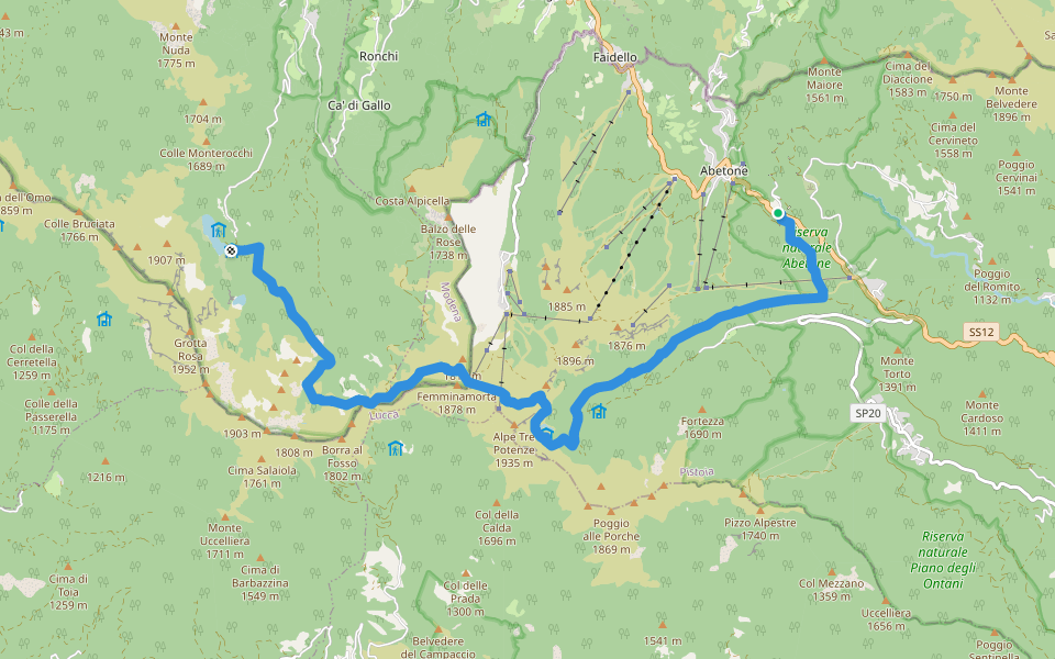 Sentiero Italia - Tappa L15 walking route map in Boscolungo