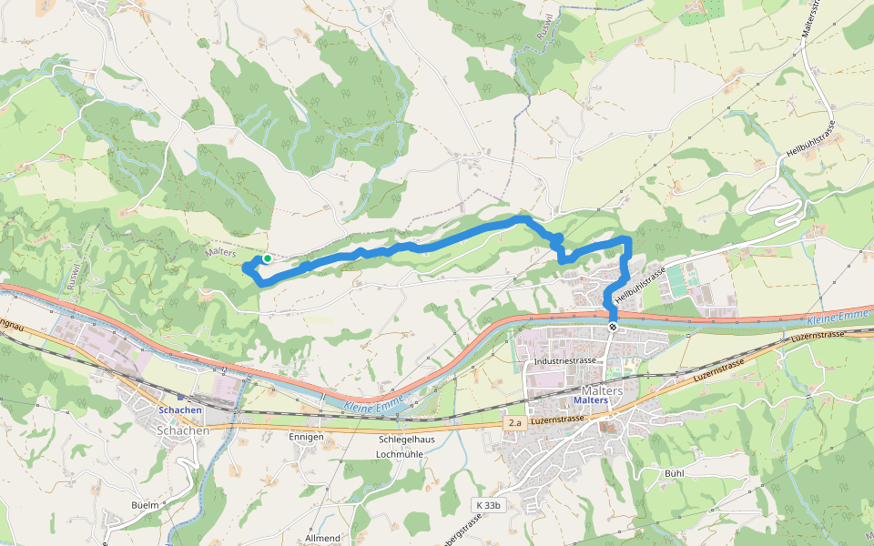 Malters - Tschäpperslehn walking route map in Sigigen