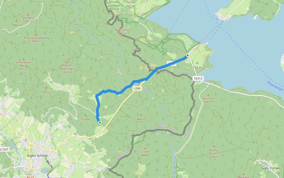 Nordwaldkammweg Verbindungsweg V3 walking route map in Diendorf