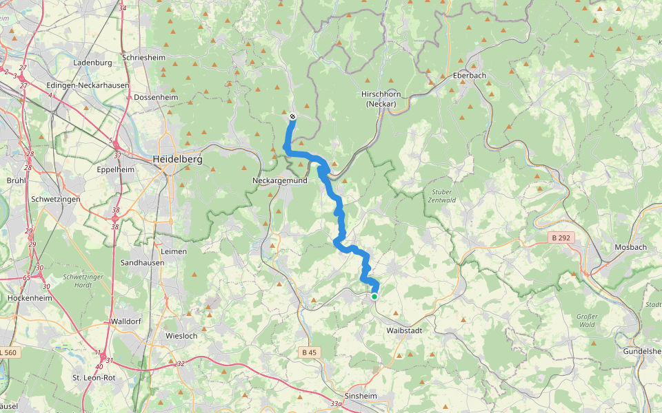 Hugenotten- und Waldenserpfad, Etappe Neidenstein - Schönau walking route map in Neidenstein