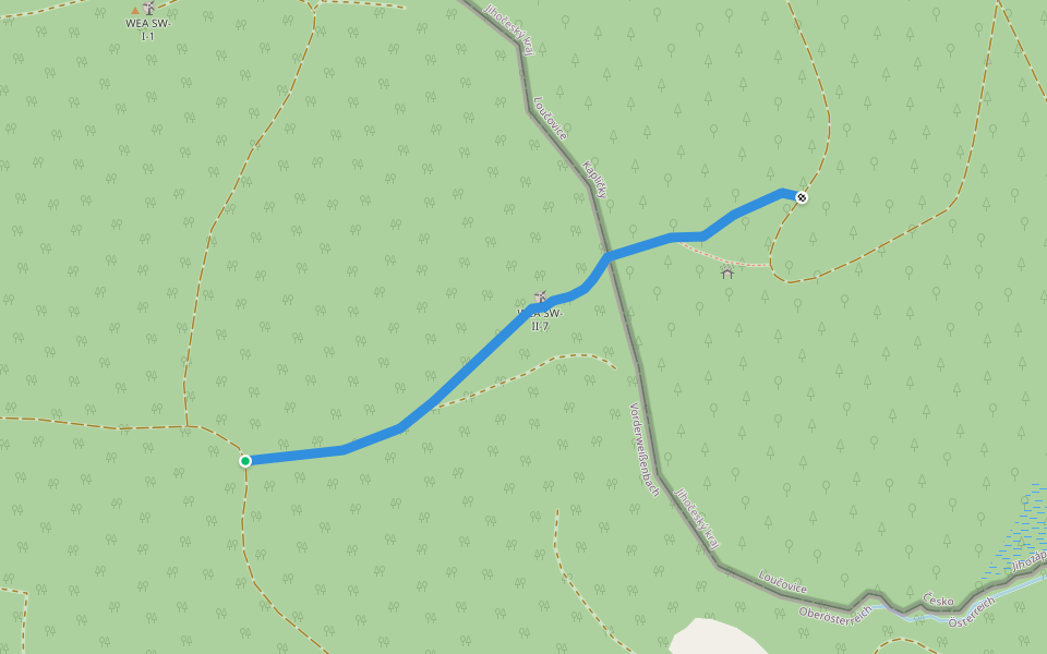 Nordwaldkammweg Verbindungsweg V6 walking route map in Vorderweißenbach