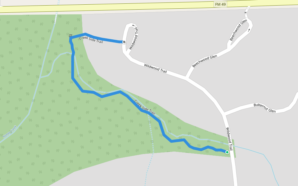 Creek Side Trail walking route map in Hawkins