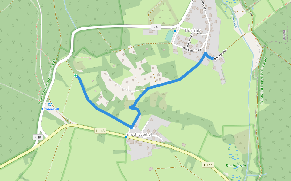 Zuweg Saar-Hunsrück-Steig zur Alten Mühle in Börfink walking route map in Börfink