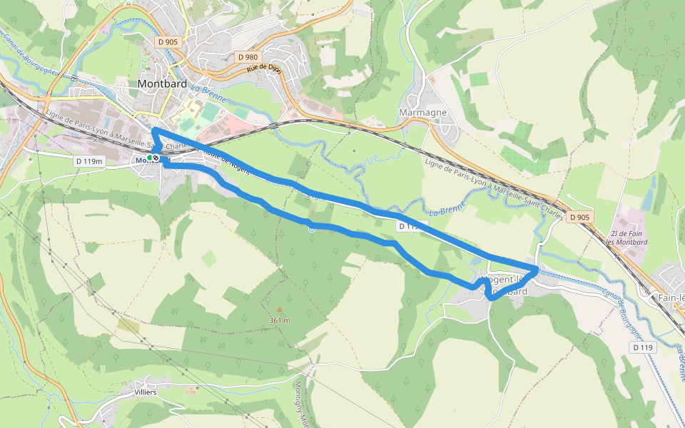 Circuit d'Arlette walking route map in Montbard