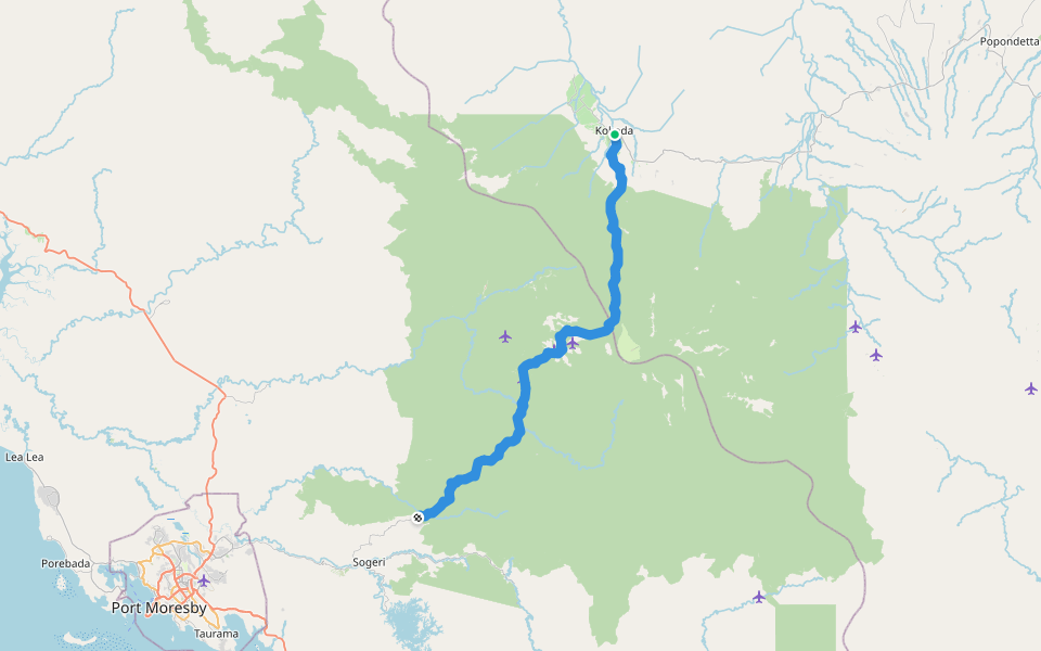 Kokoda Track walking route map in Kokoda