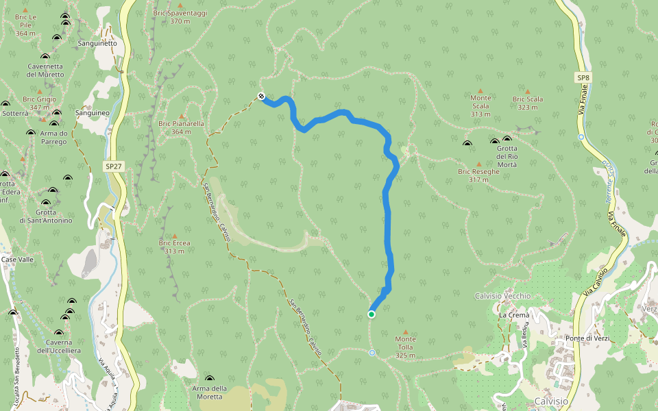 Quota 2000 - Camporotondo - Cà Cerisola - Allacciamento percorso Finalmarina - S. Lorenzino walking route map in Finale Ligure