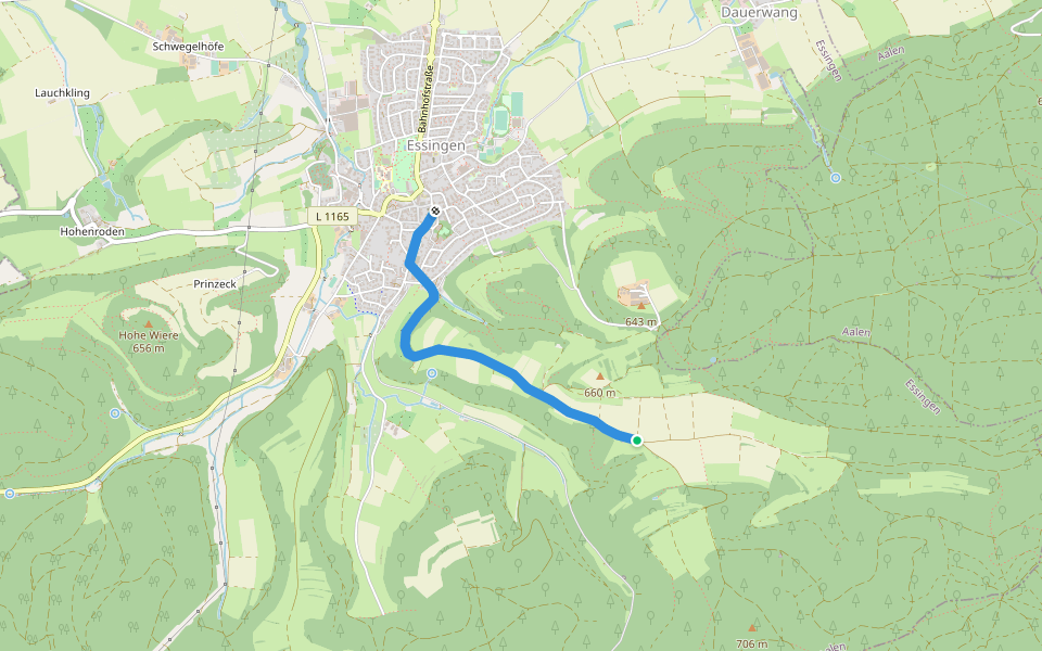 Essingen - Albstetter feld walking route map in Essingen