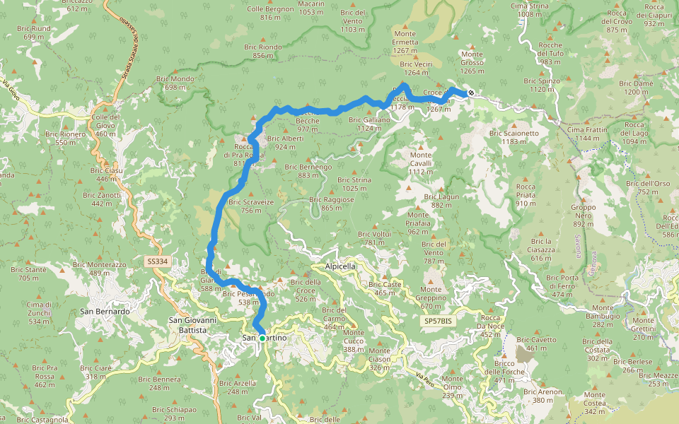 Stella San Martino - Pian di Stella walking route map in San Martino