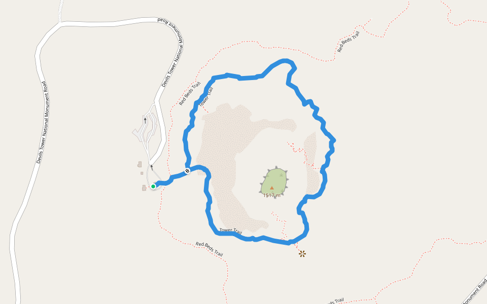 Tower Trail walking route map in Devils Tower