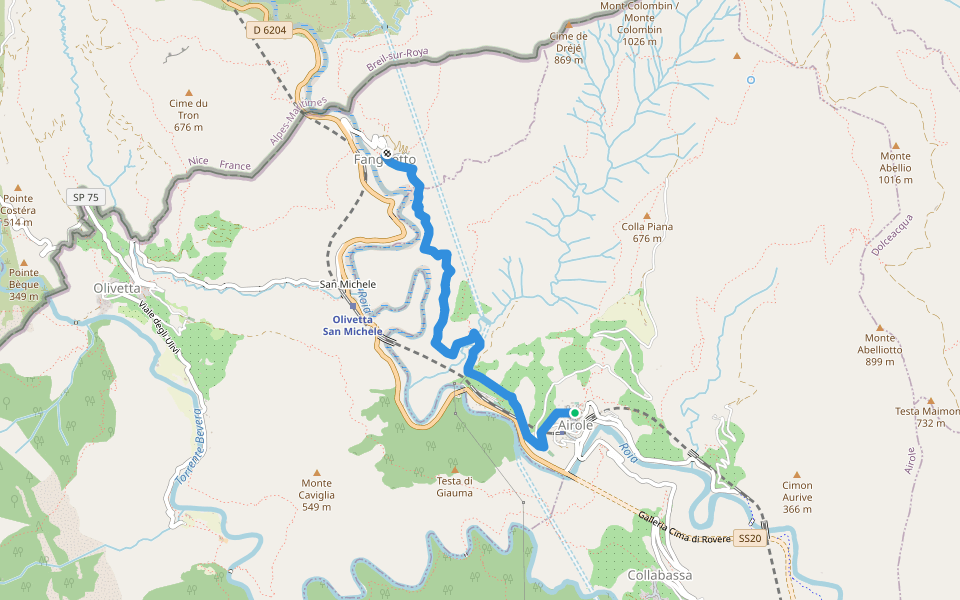 Airole - Fanghetto walking route map in Airole