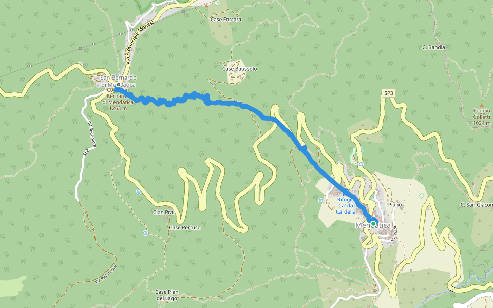 Mendatica - S. Bernardo di Mendatica walking route map in Mendatica