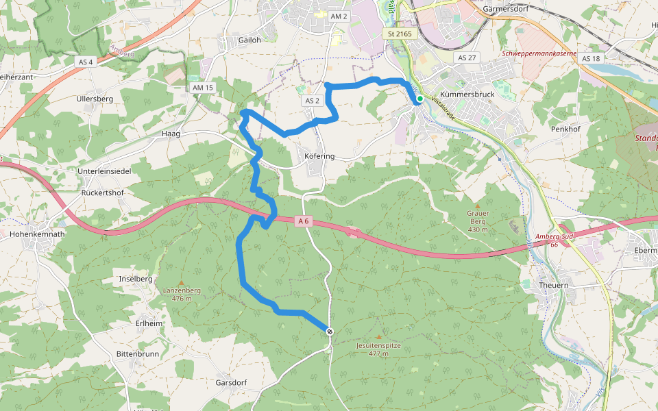 K6 walking route map in Kümmersbruck