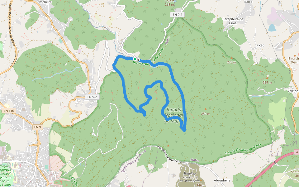 Percurso Boavista (amarelo) walking route map in Sobral da Abelheira