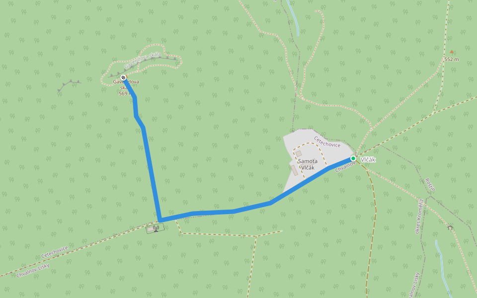 [Č] odb. Gavendova Skála walking route map in Cetechovice