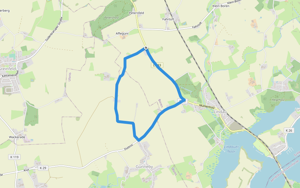 Erholungsort Ulsnis: Rundweg Knappersfeld walking route map in Boren