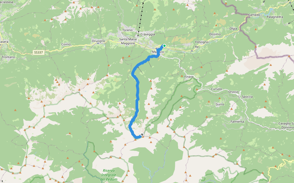 M14 - Malesco - Bocchetta di Cortechiuso walking route map in Malesco