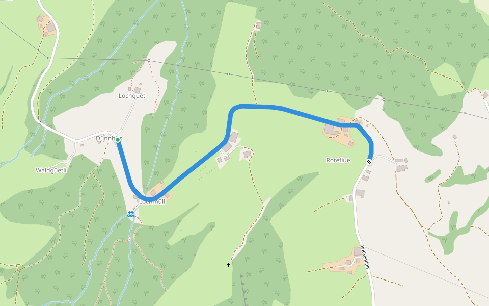 Dünnhirs - Rotenflue walking route map in Werthenstein