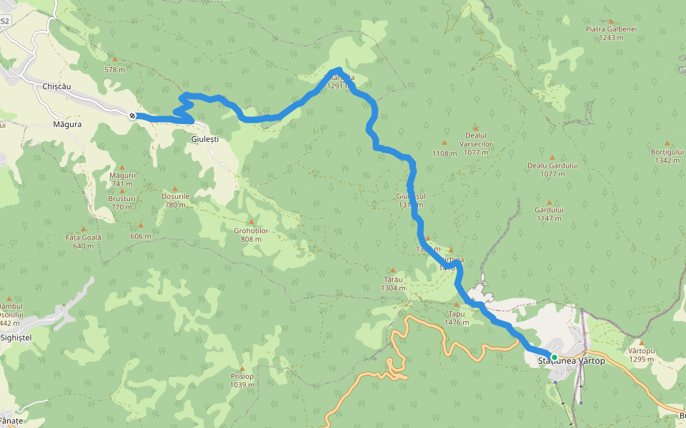 Vârtop-Tătăroaia-Chișcău walking route map in Vârtop