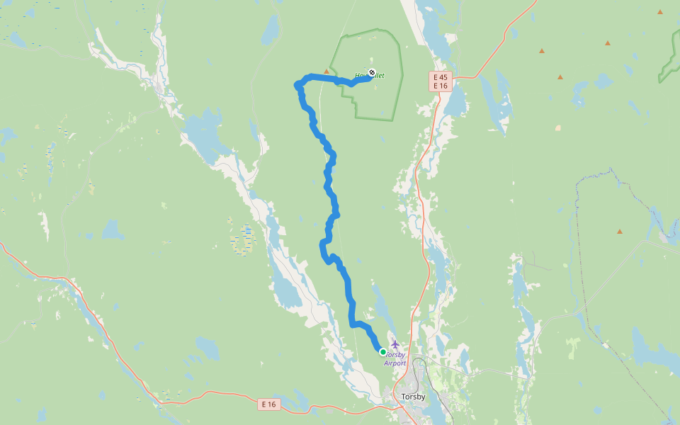 Hovfjällsleden walking route map in Torsby