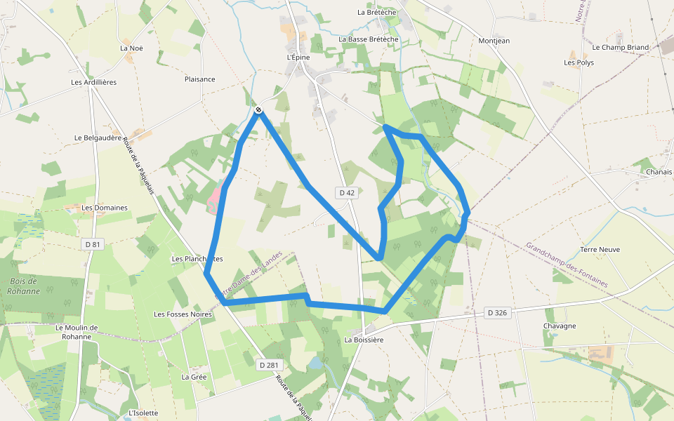 La chauve-souris walking route map in Notre-Dame-des-Landes