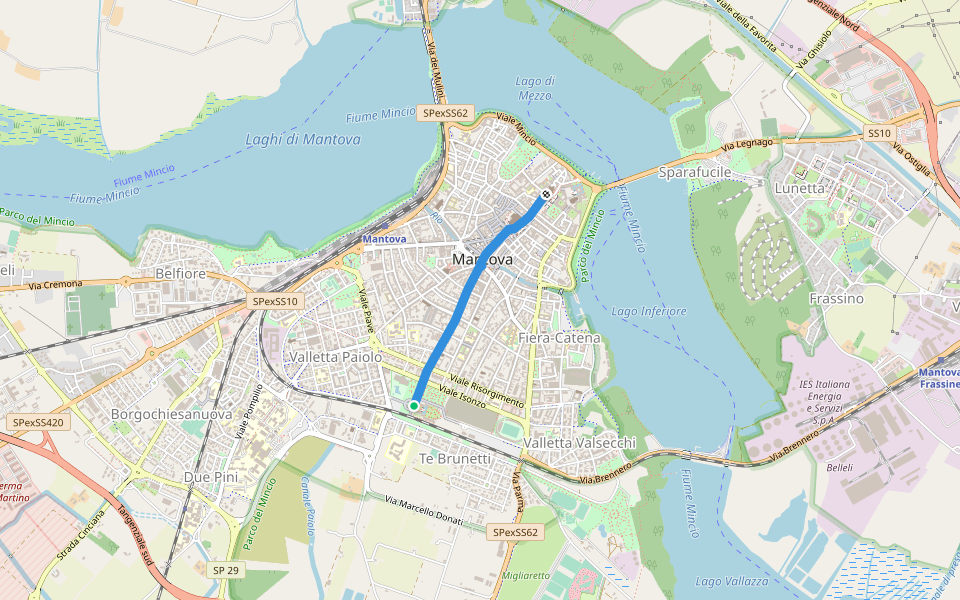 Percorso del Principe walking route map in Mantova