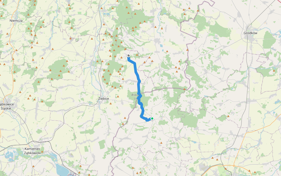 Nowina-Kamiennik walking route map in Kamiennik