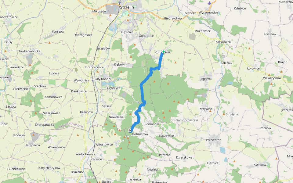Kuropatnik-Nowoleska Kopa walking route map in Kuropatnik