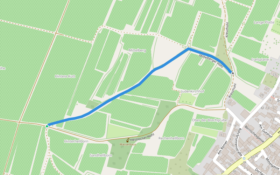 Mettenheim H3: Mittelberger Hohl walking route map in Mettenheim