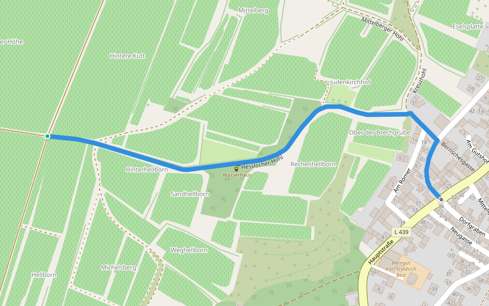 Mettenheim H2: Hesslocher Hohl walking route map in Mettenheim