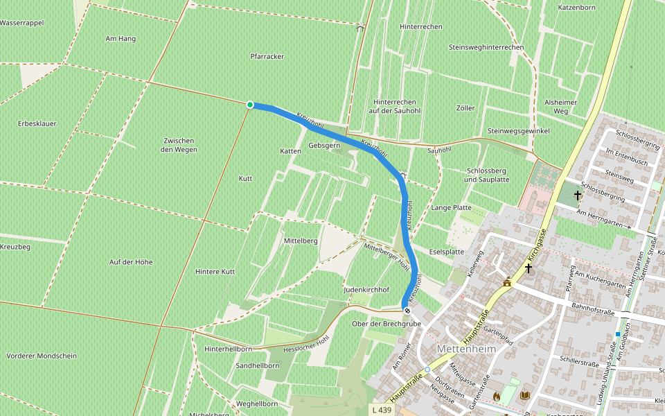 Mettenheim H4: Kreuzhohl walking route map in Mettenheim