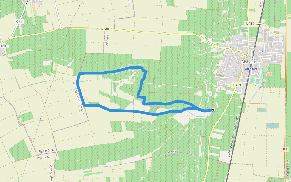 Alsheim 5: Dorschbergerhohlweg walking route map in Alsheim